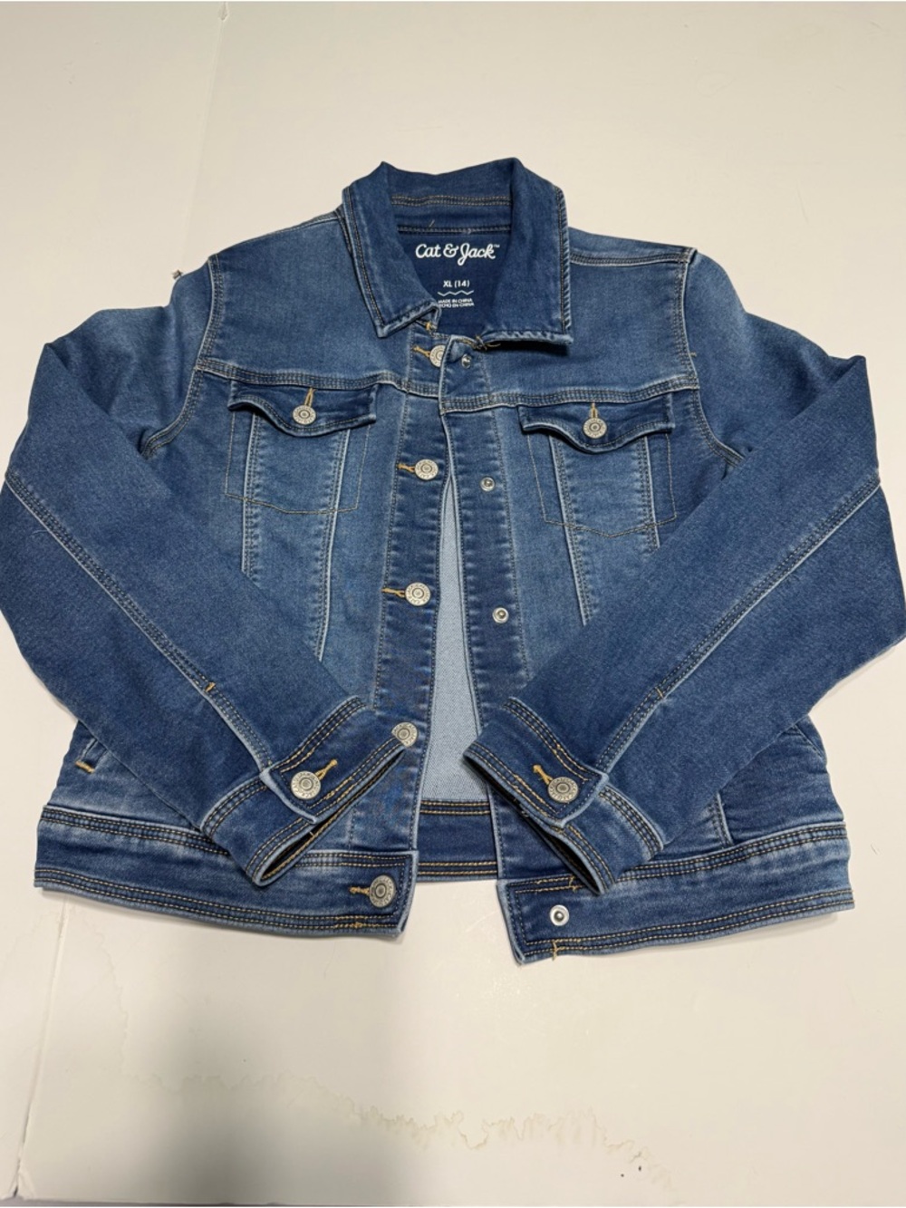 Cat & Jack Girls Dark Blue Denim Jacket - Classic Trucker